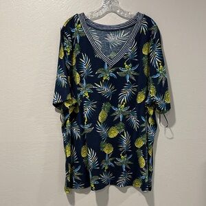 NWT Lane Bryant Blue Leaf Print Top plus size 26/28